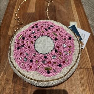 Beaded Pink Donut Crossbody Bag